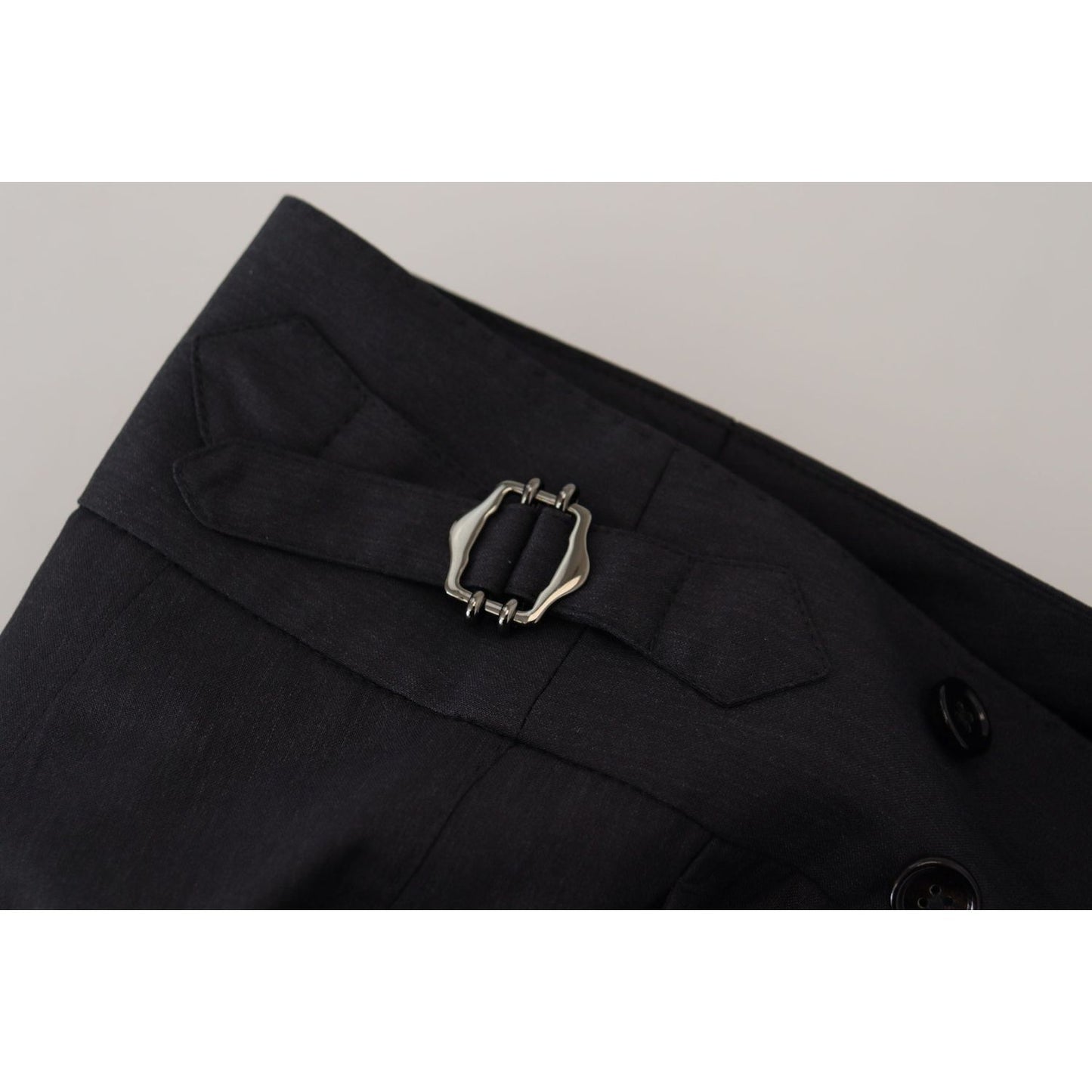 Dolce & Gabbana Elegant Dark Grey Wool Silk Pants dark-grey-solid-men-formal-pants
