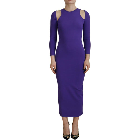 Dsquared² Purple Viscose Long Sleeves Bodycon Maxi Dress purple-viscose-long-sleeves-bodycon-maxi-dress