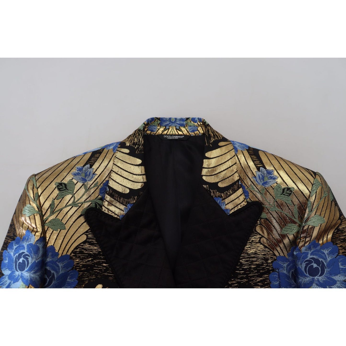 Dolce & Gabbana Elegant Floral Evening Party Blazer gold-lurex-double-breasted-jacket-blazer