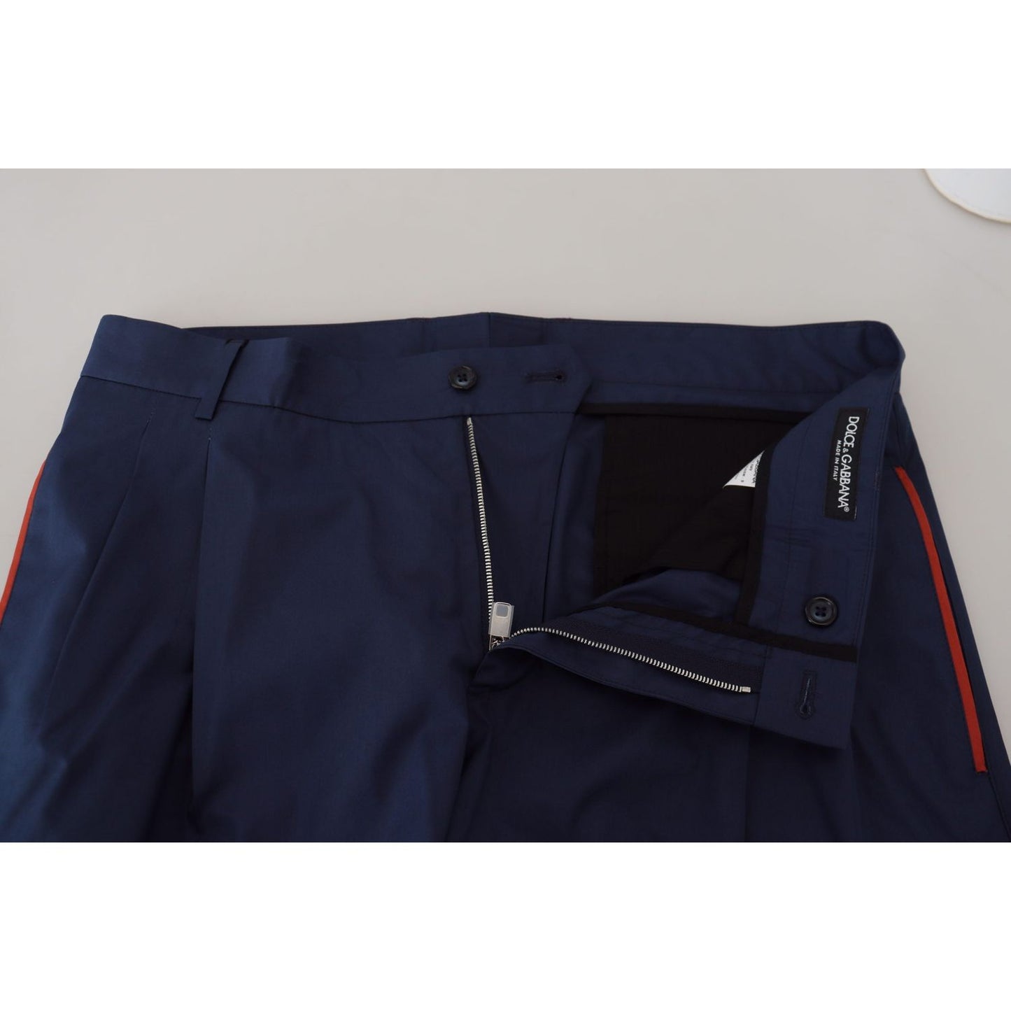 Dolce & Gabbana Elegant Blue Cotton Silk Pants blue-cotton-chino-formal-pants-1