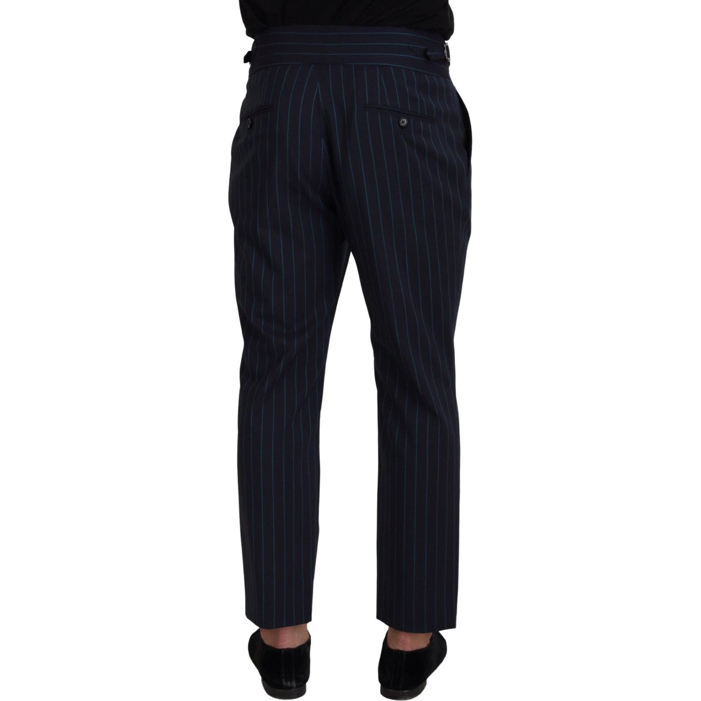 Dolce & Gabbana Elegant Stripe Virgin Wool Trousers blue-striped-men-formal-pants