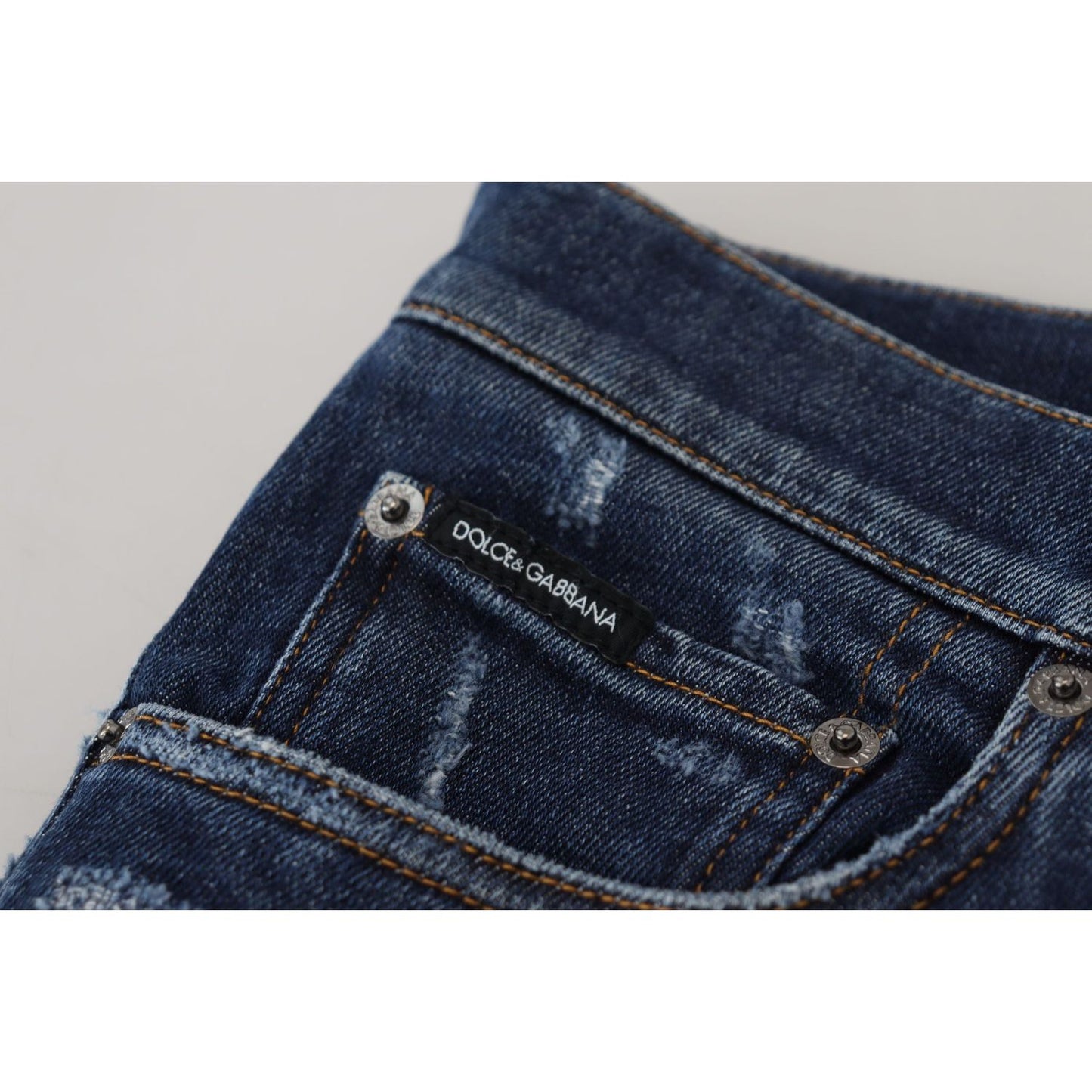 Dolce & Gabbana Chic Slim Fit Italian Denim Sensation blue-wash-cotton-stretch-slim-denim-jeans