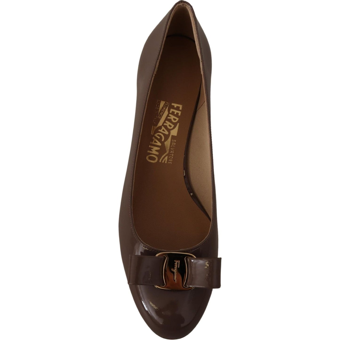 Salvatore Ferragamo Elegant Caraway Brown Pumps with Vara Bow WOMAN PUMPS brown-naplak-calf-leather-pumps-shoes