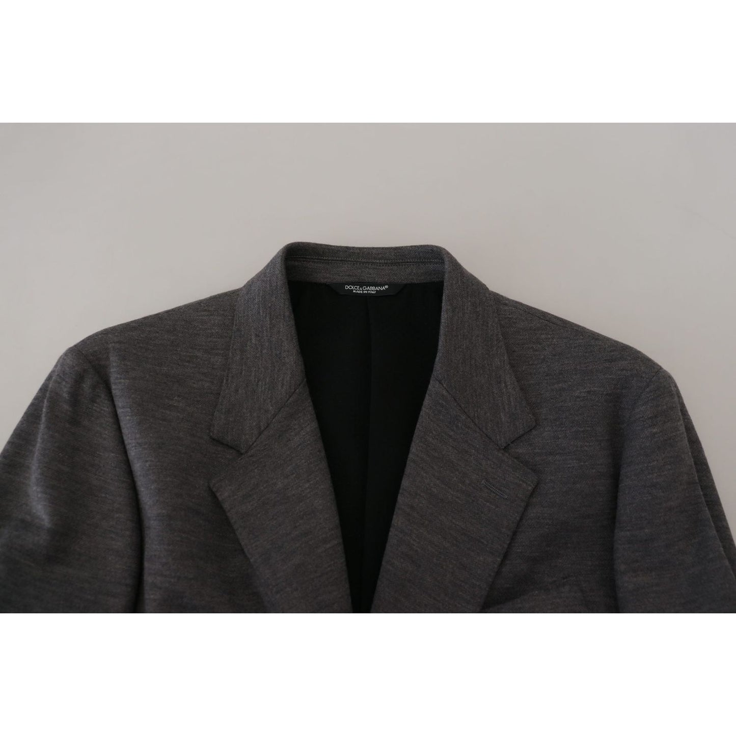 Dolce & Gabbana Elegant Gray Wool Blazer with Bee Crown Embroidery gray-wool-stretch-slim-fit-jacket-blazer