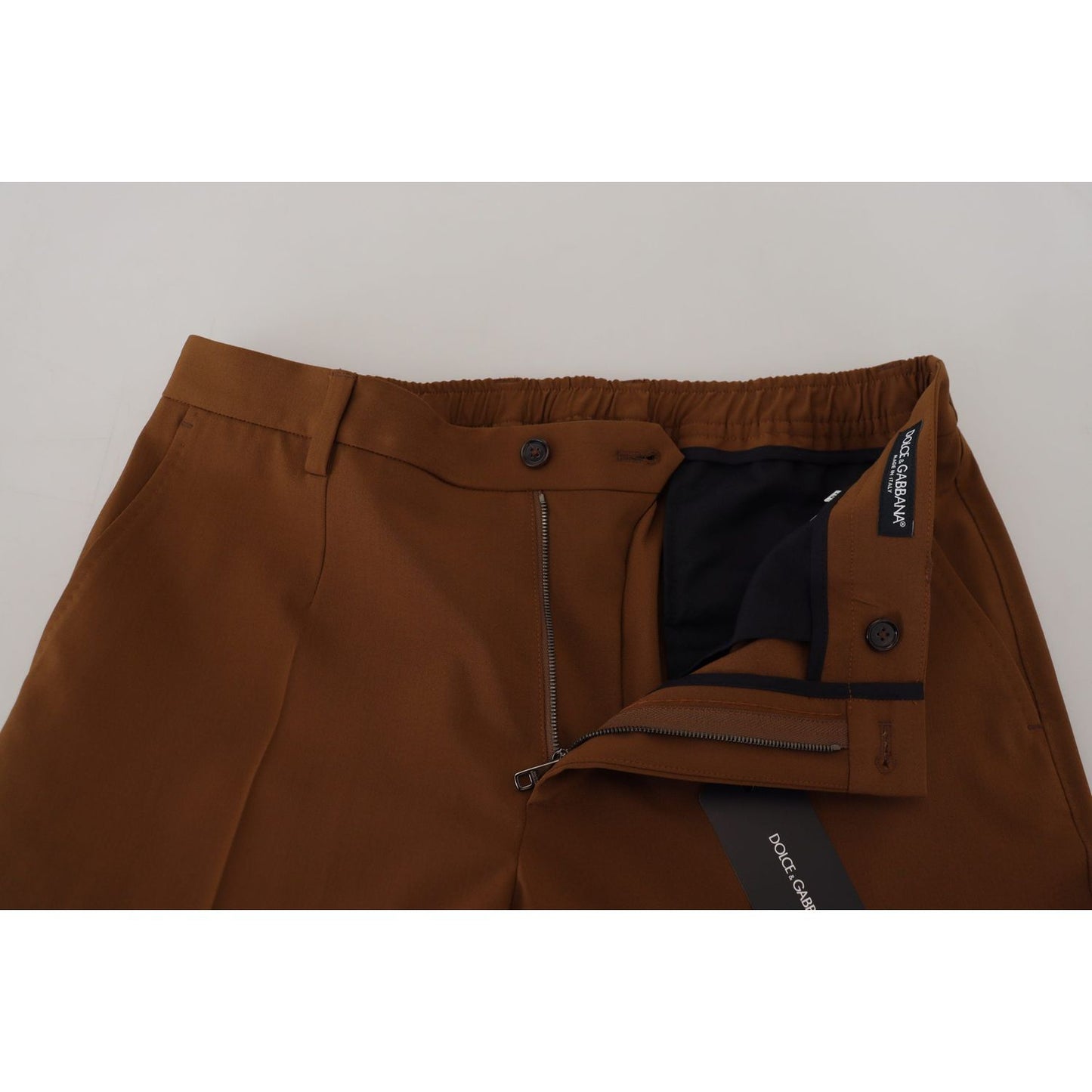 Dolce & Gabbana Elegant Brown Virgin Wool Pants - Italian Crafted brown-wool-chino-skinny-men-pants