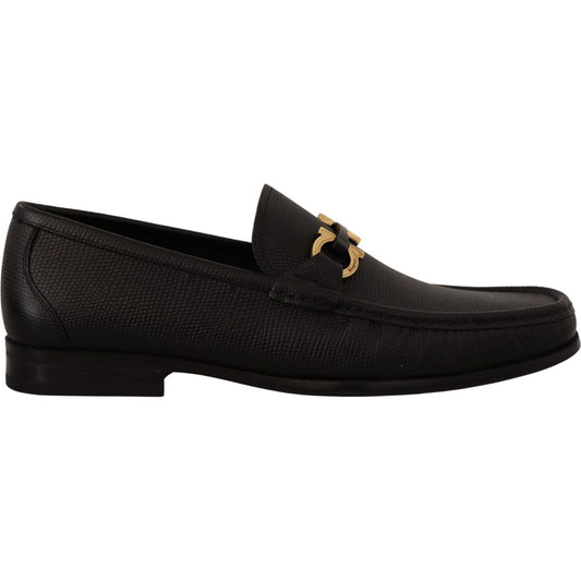 Salvatore FerragamoElegant Black Calf Leather LoafersMcRichard Designer Brands£629.00