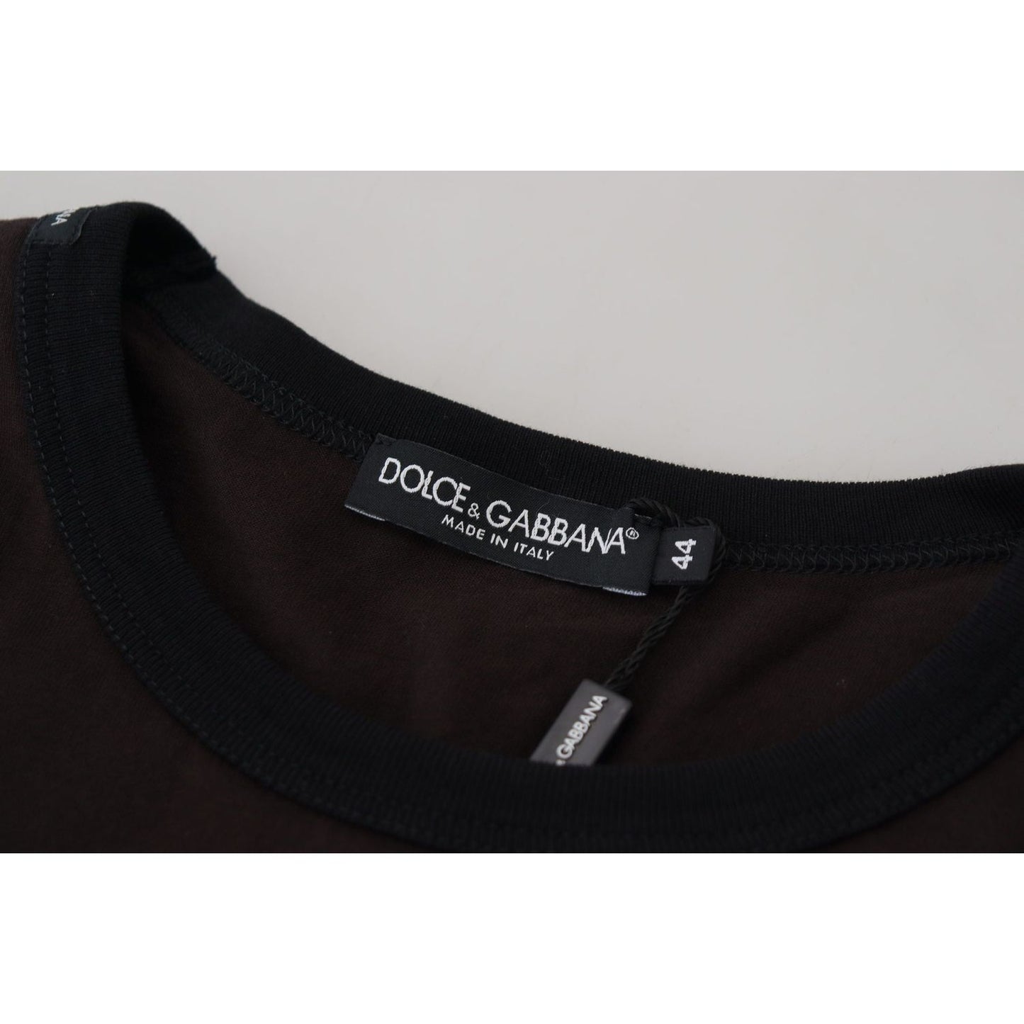 Dolce & Gabbana Elegant Brown Crewneck Cotton Sweater brown-cotton-slim-crewneck-pullover-sweater