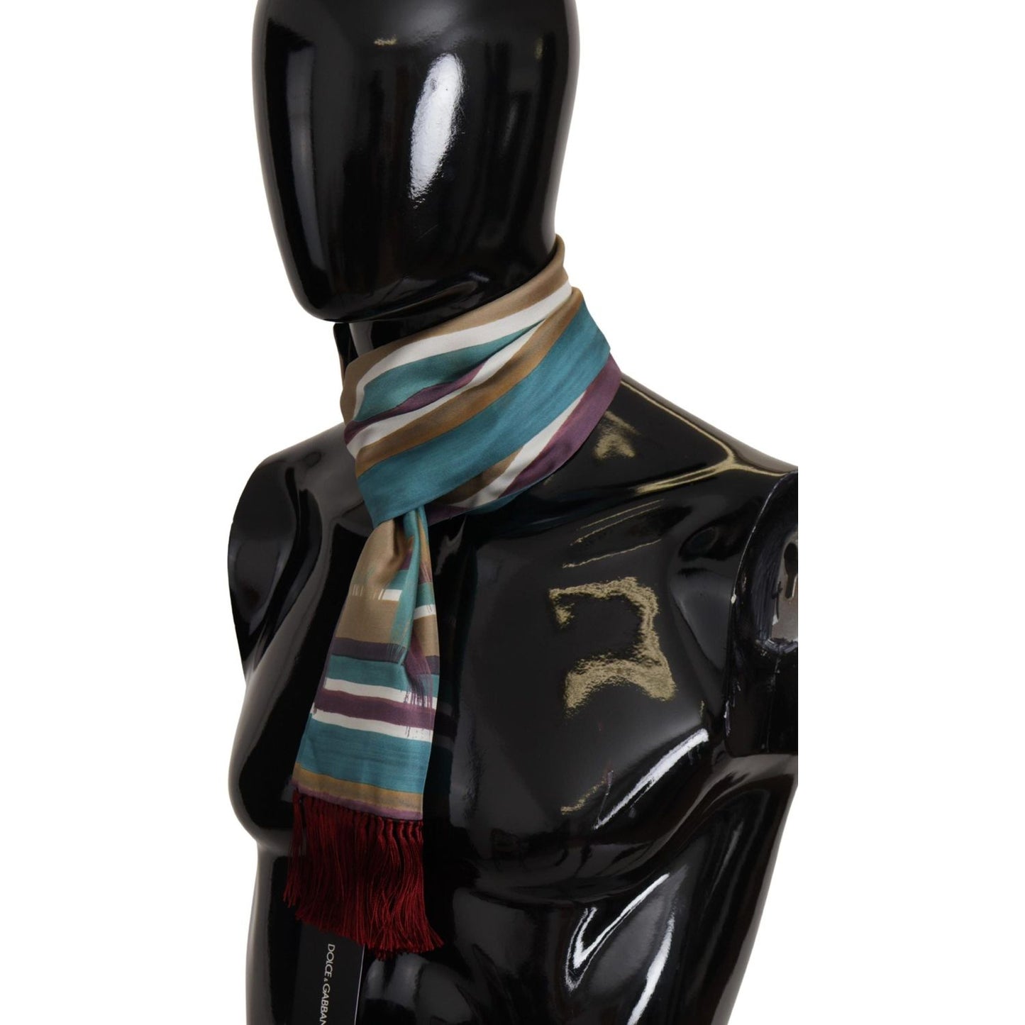 Dolce & Gabbana Elegant Multicolor Silk Men's Scarf multicolor-striped-shwal-fringes-wrap-silk-scarf