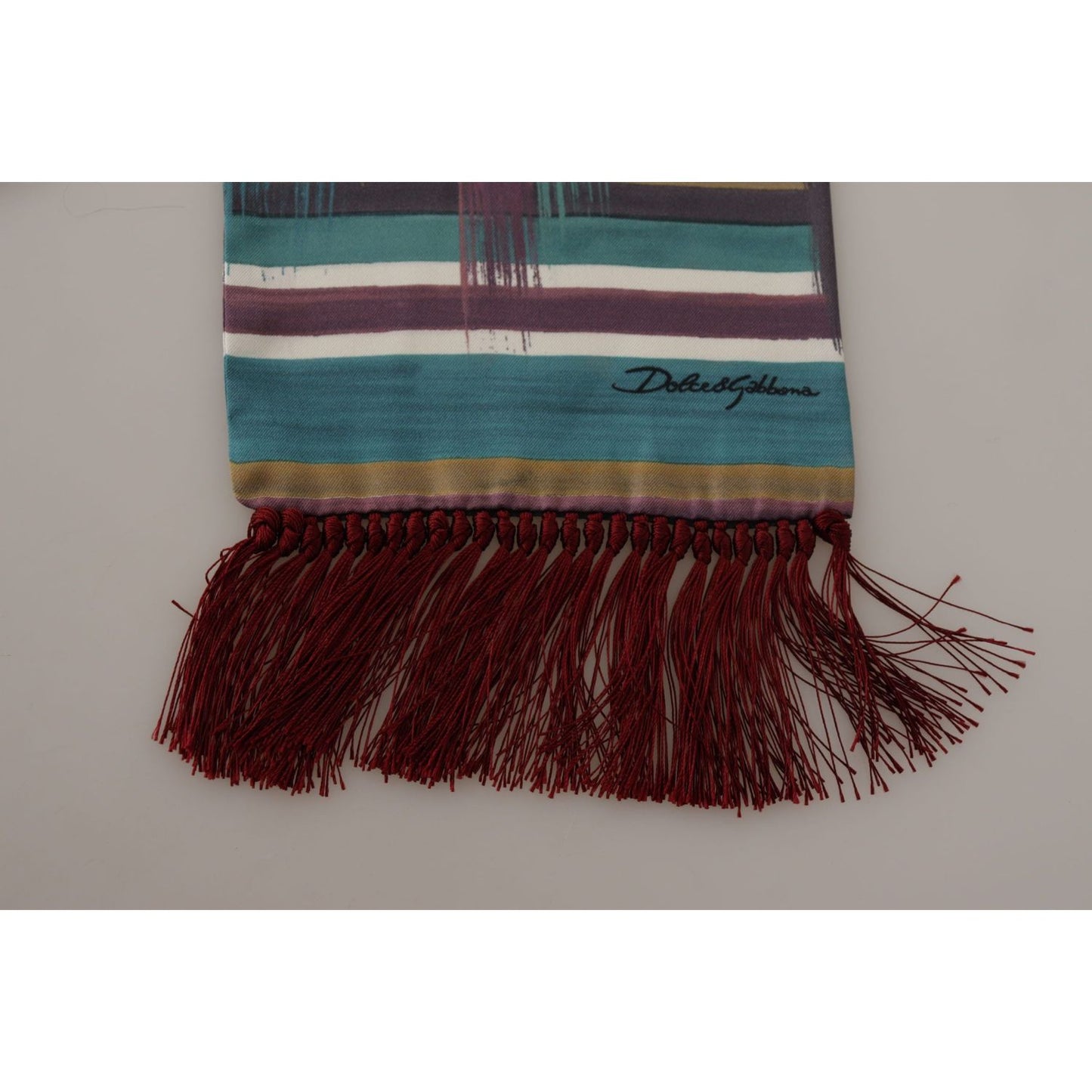 Dolce & Gabbana Elegant Multicolor Silk Men's Scarf multicolor-striped-shwal-fringes-wrap-silk-scarf