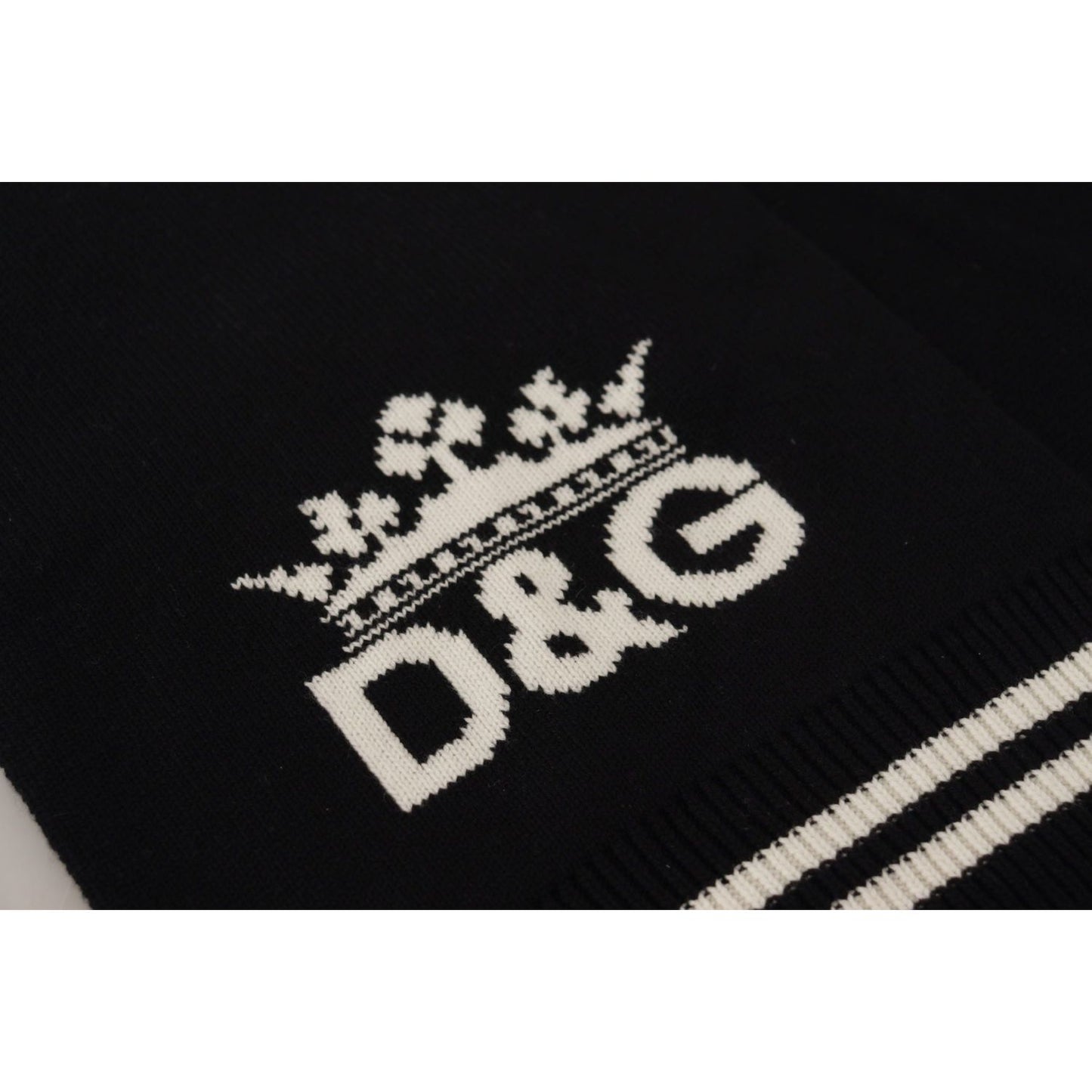 Dolce & Gabbana Elegant Cashmere Men's Scarf Wrap black-white-cotton-dg-printed-cashmere-shawl-scarf