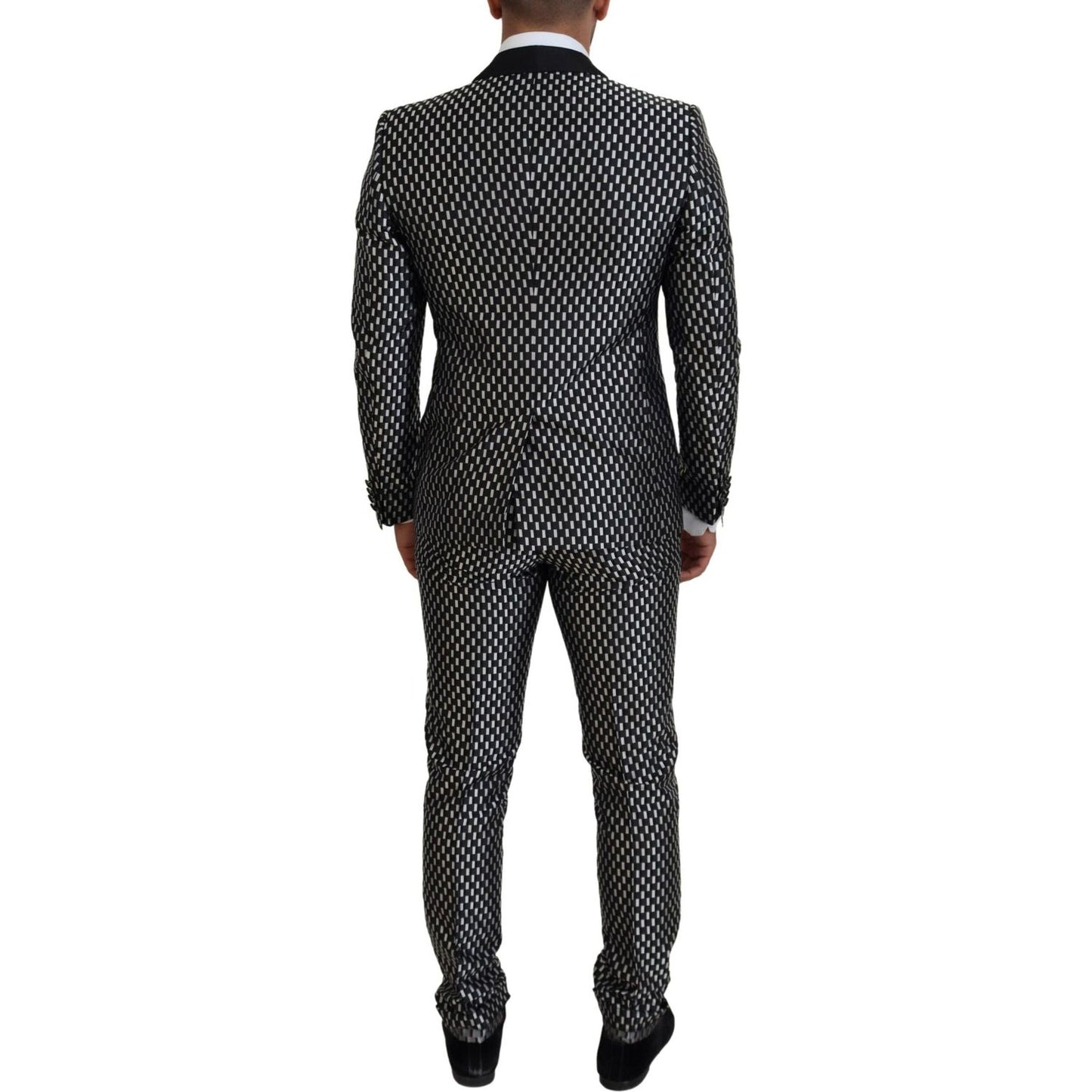 Dolce & Gabbana Elegant Black Silk Blend Slim Fit Suit black-white-silk-martini-slim-fit-suit