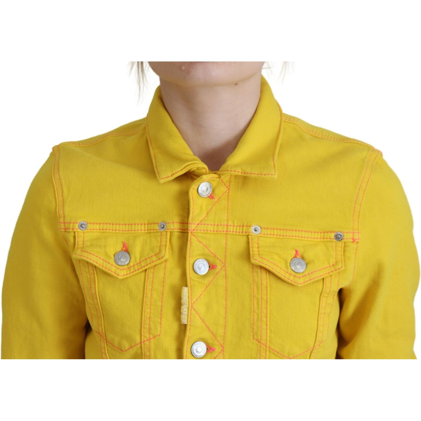 Dsquared² Yellow Collared Long Sleeves Denim Jacket yellow-collared-long-sleeves-denim-jacket