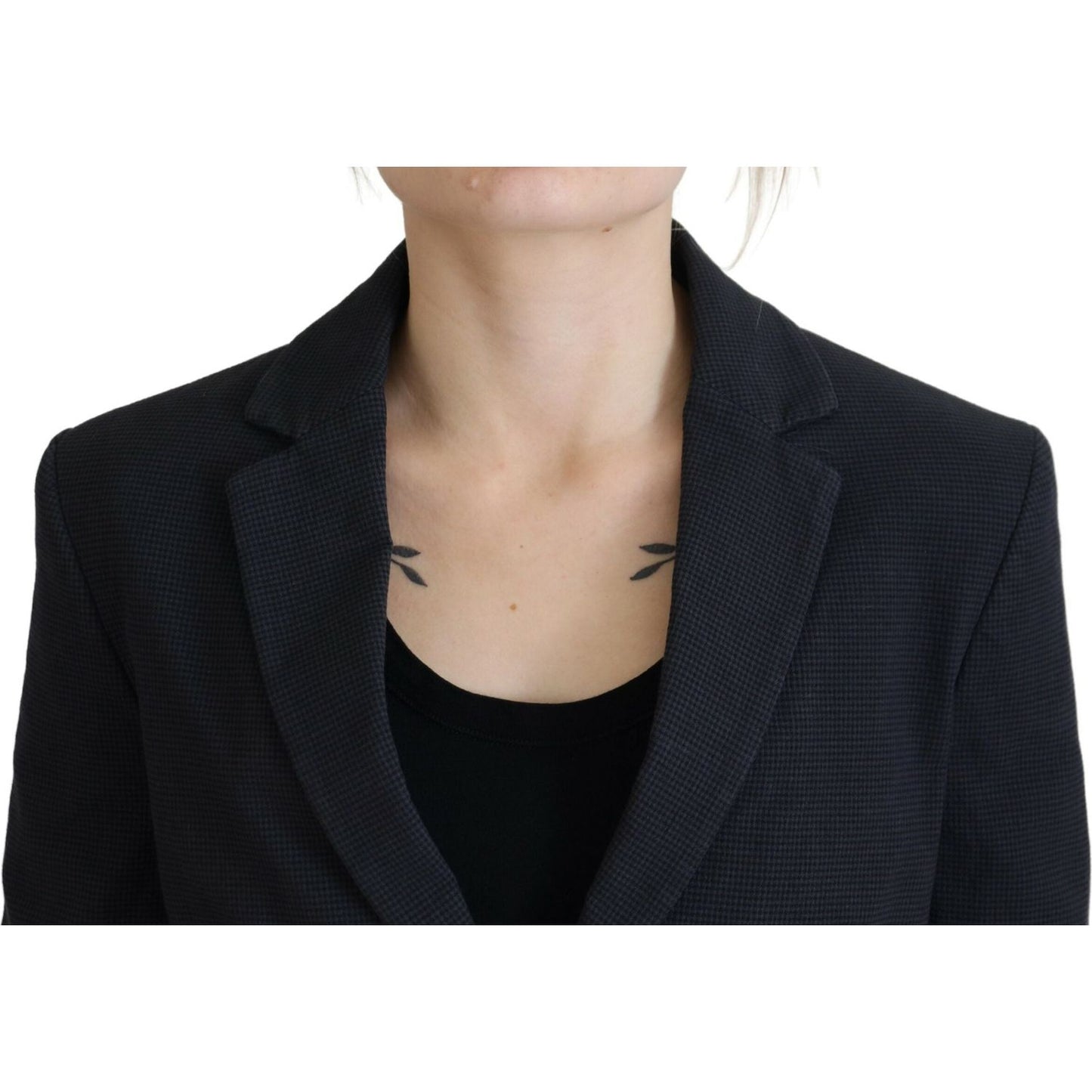 Dsquared² Black Cotton Cropped Button Blazer Jacket black-cotton-cropped-button-blazer-jacket