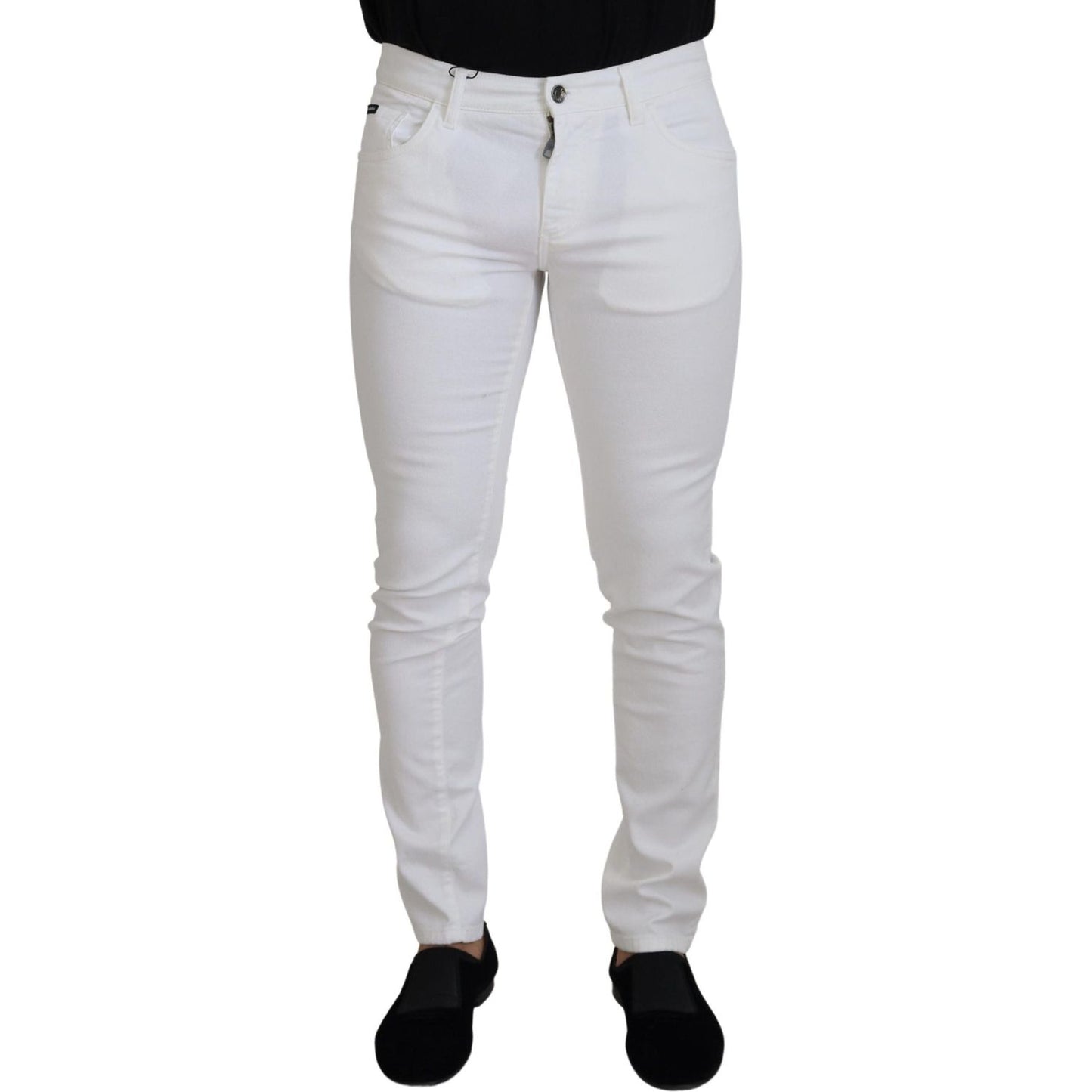 Dolce & Gabbana Elegant Slim Fit White Skinny Jeans white-slim-skinny-stretch-cotton-denim-jeans