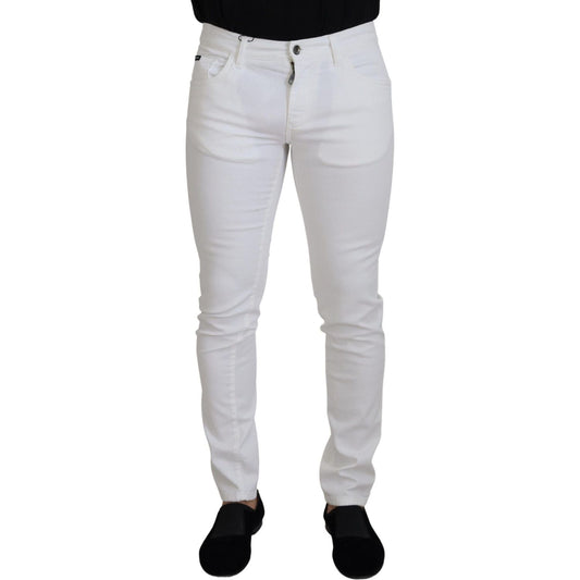 Dolce & Gabbana | White Slim Skinny Stretch Cotton Denim Jeans| McRichard Designer Brands   