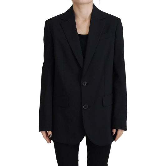 Black Flower Single Breasted Coat Blazer