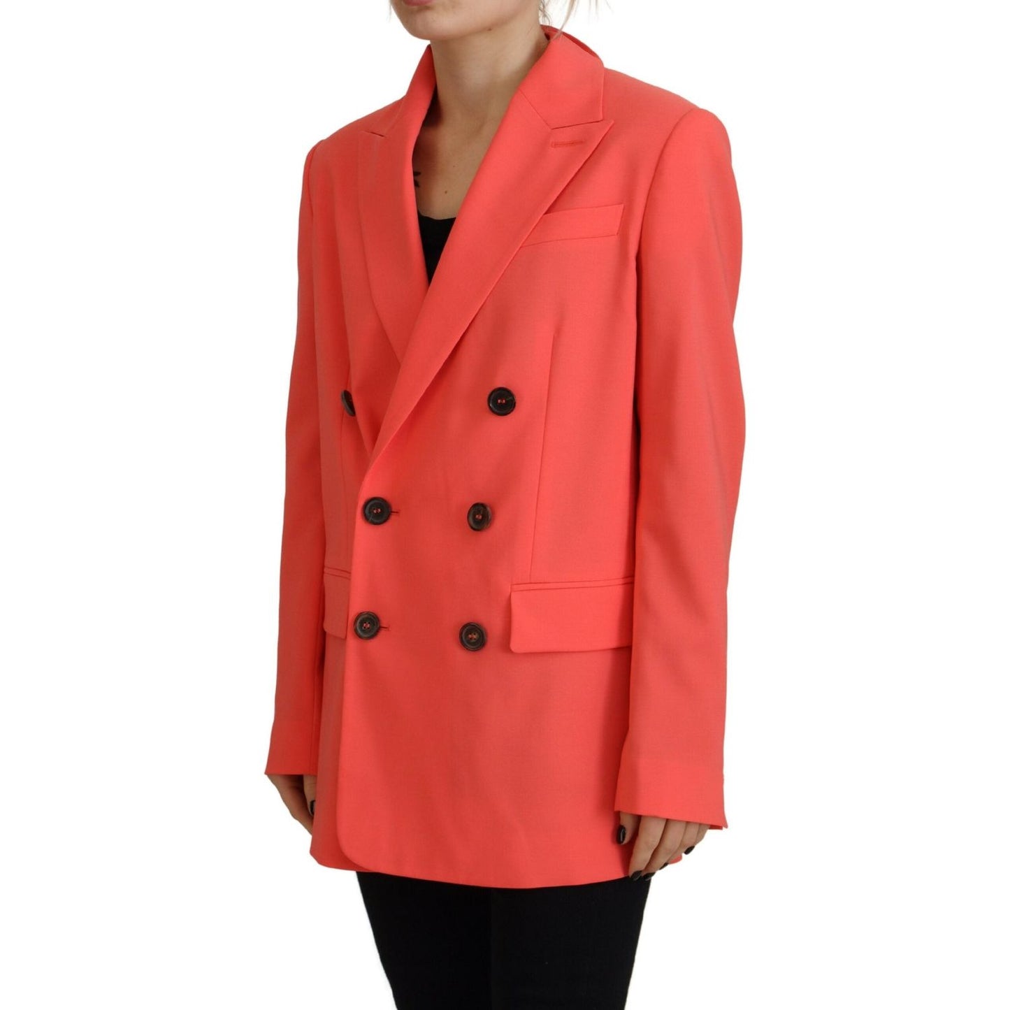 Dsquared² Pink Double Breasted Coat Blazer Jacket pink-double-breasted-coat-blazer-jacket