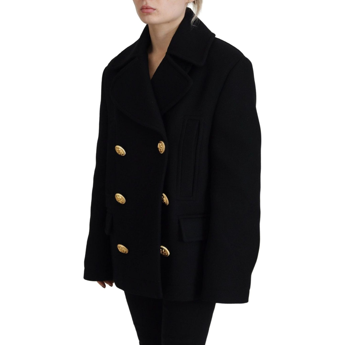 Dsquared² Black Double Breasted Coat Blazer Jacket black-double-breasted-coat-blazer-jacket-2