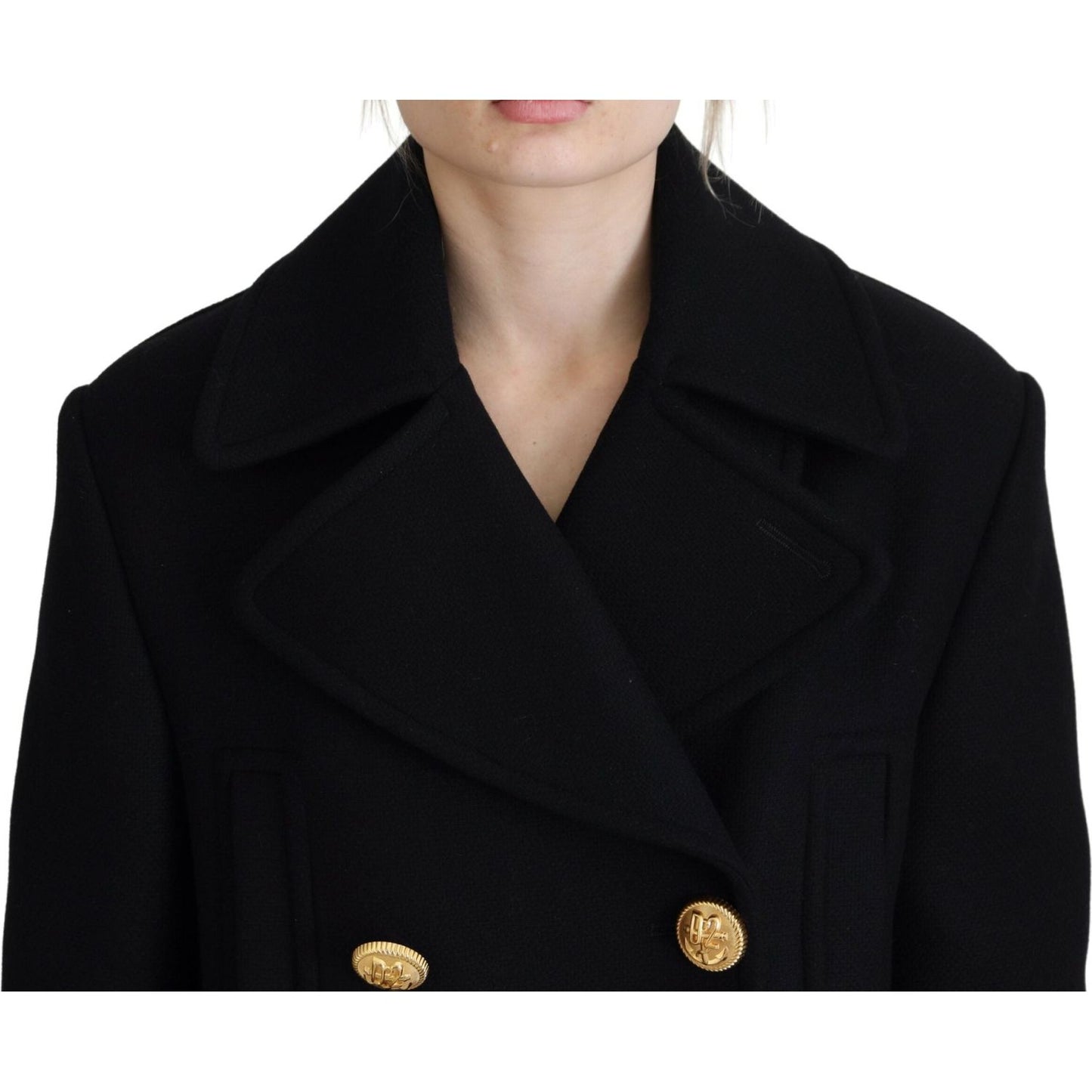 Dsquared² Black Double Breasted Coat Blazer Jacket black-double-breasted-coat-blazer-jacket-2