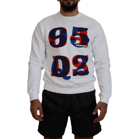 Dsquared² White Printed Long Sleeves Pullover Sweater white-printed-long-sleeves-pullover-sweater