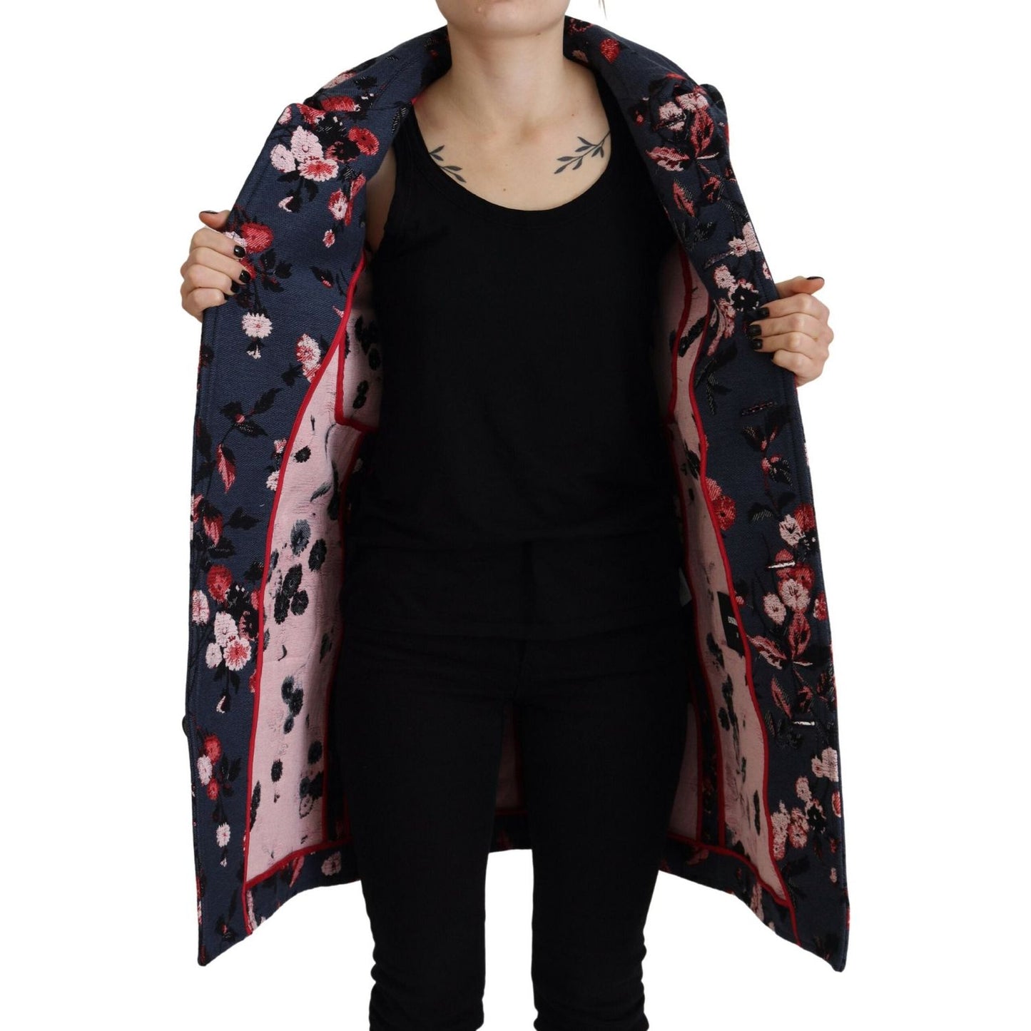 Dsquared² Multicolor Printed Women Long Coat Blazer Jacket multicolor-printed-women-long-coat-blazer-jacket