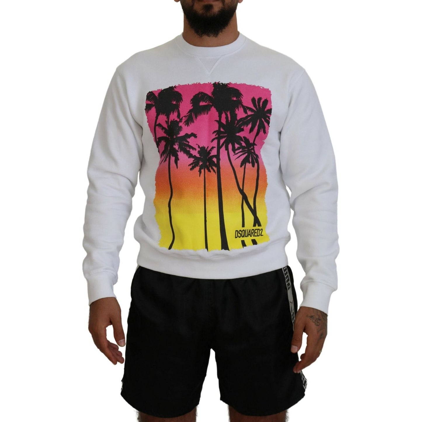 Dsquared² White Cotton Printed Long Sleeves Pullover Sweater white-cotton-printed-long-sleeves-pullover-sweater-1