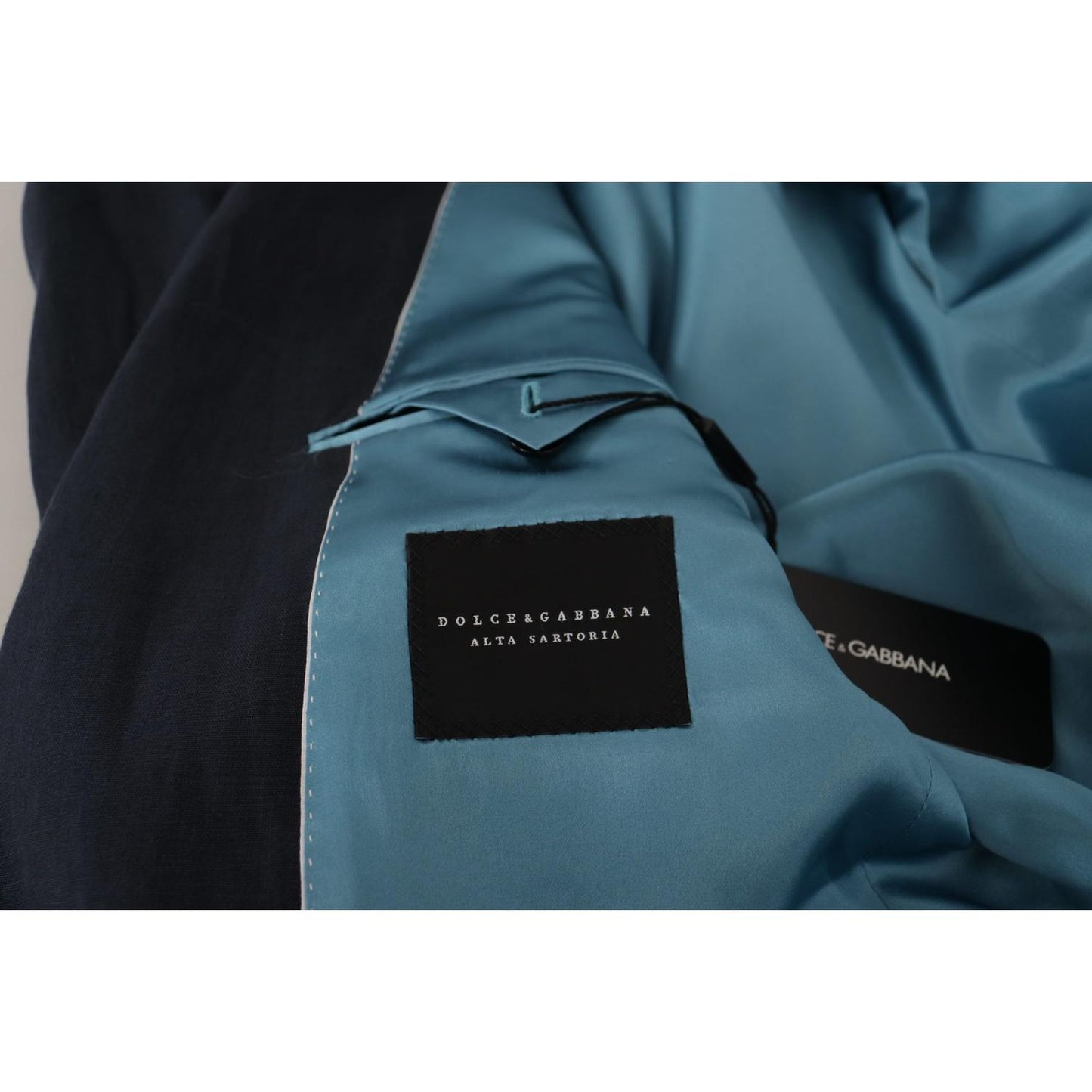 Dolce & Gabbana Elegant Linen Single Breasted Blazer dark-blue-alta-sartoria-jacket-coat-blazer