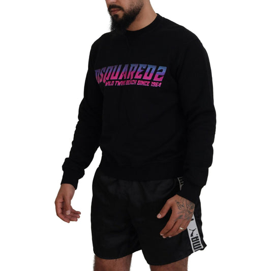 Dsquared² Black Logo Print Long Sleeves Men Pullover Sweater black-logo-print-long-sleeves-men-pullover-sweater