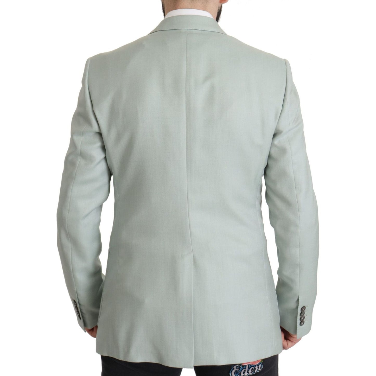Elegant Mint Green Silk-Cashmere Blazer