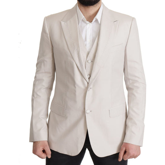 Dolce & Gabbana Elegant Light Gray Silk Blend Suit Jacket Set gray-silk-single-breasted-2-pc-blazer