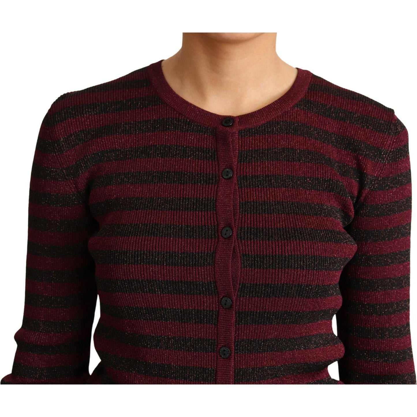 Dolce & Gabbana Elegant Striped Viscose Cardigan black-red-striped-viscose-cardigan-sweater