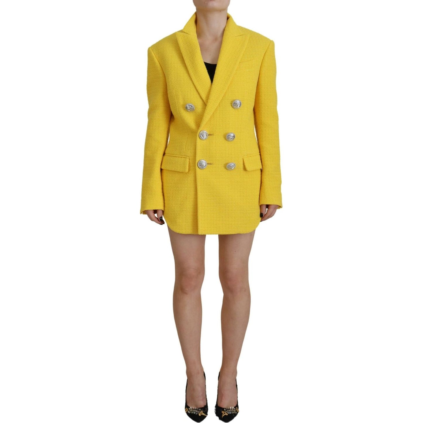 Dsquared² Yellow Peak Double Breasted Suit Blazer Short Set yellow-peak-double-breasted-suit-blazer-short-set
