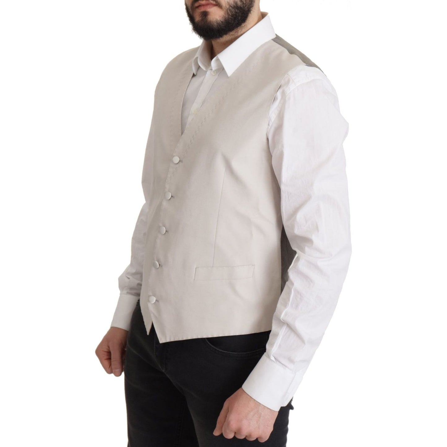 Dolce & Gabbana Elegant Light Gray Silk Blend Suit Jacket Set gray-silk-single-breasted-2-pc-blazer