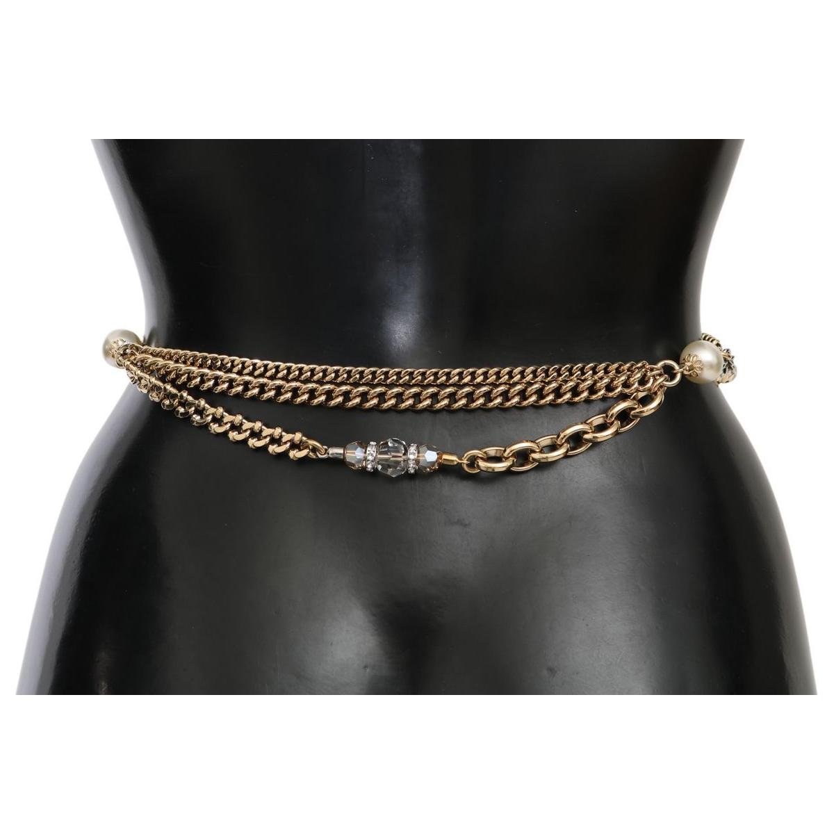 Dolce & Gabbana Crystal Studded Waist Belt in Purple Belt purple-leather-gold-chain-crystal-waist-belt