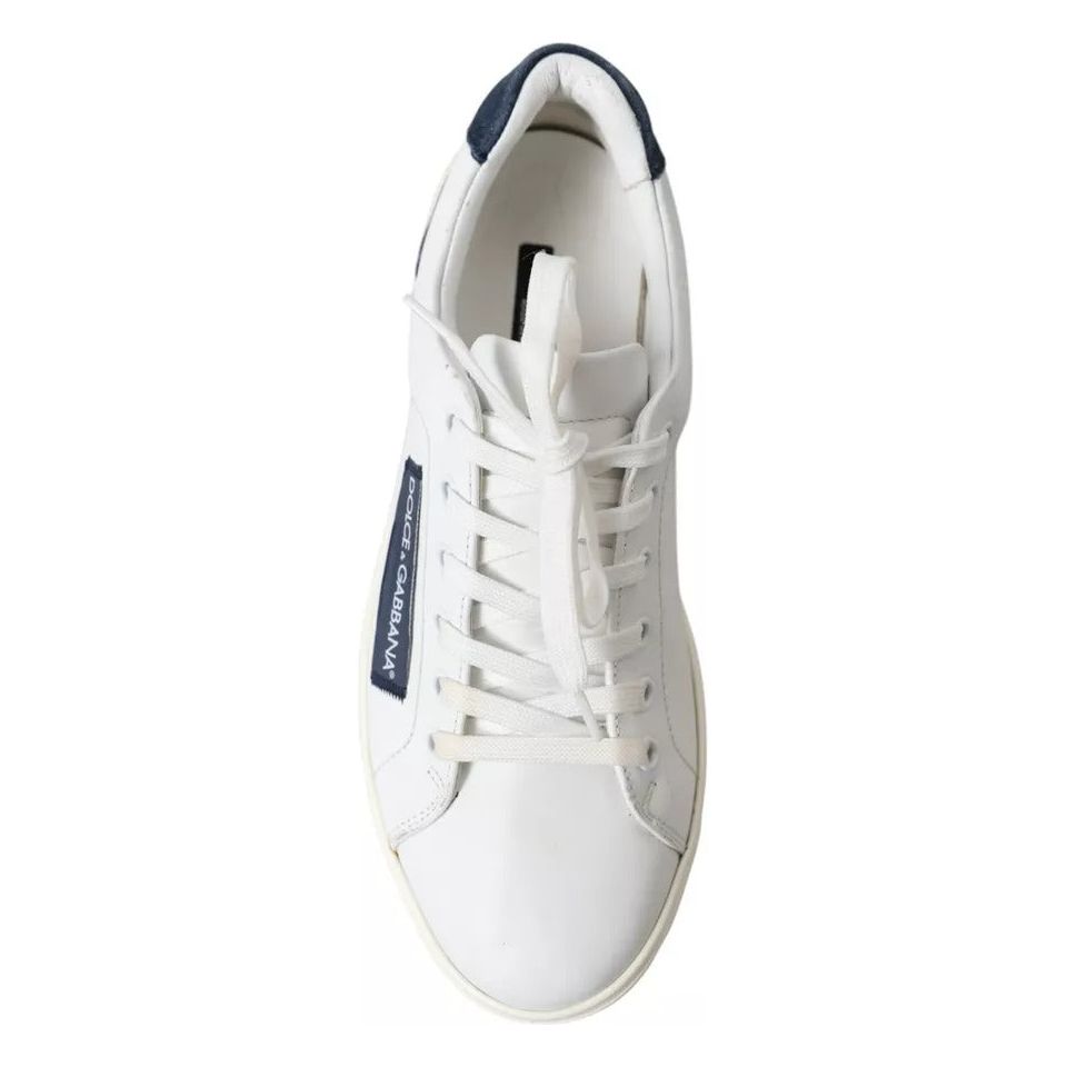 White Black Leather Low Top Sneakers Portofino Shoes