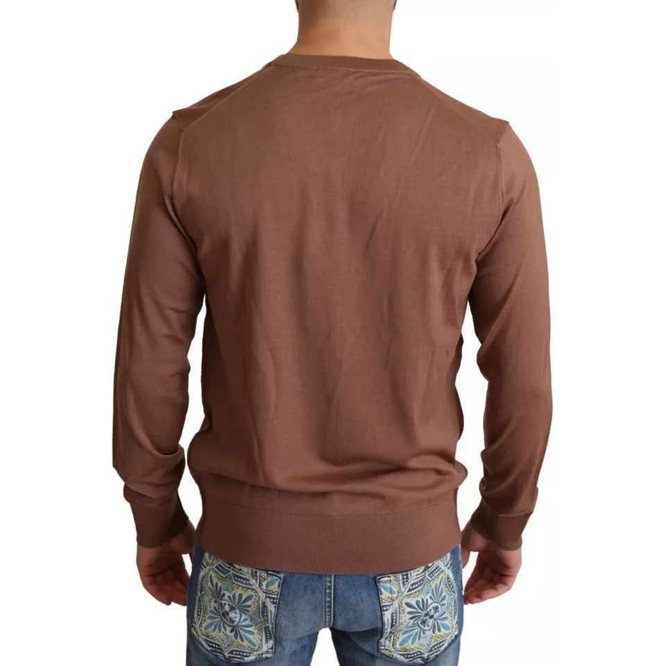 Brown Silk Cashmere Pullover Sweater