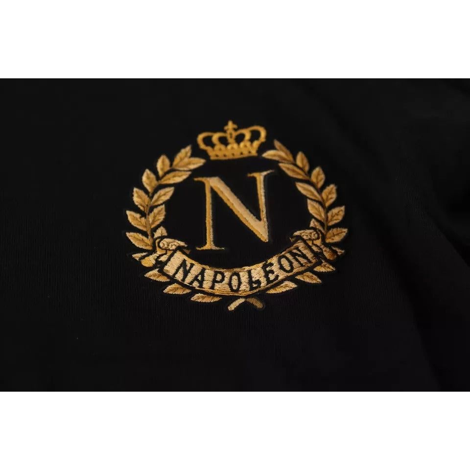 Black Wool Silk Napoleon Gold Sweater