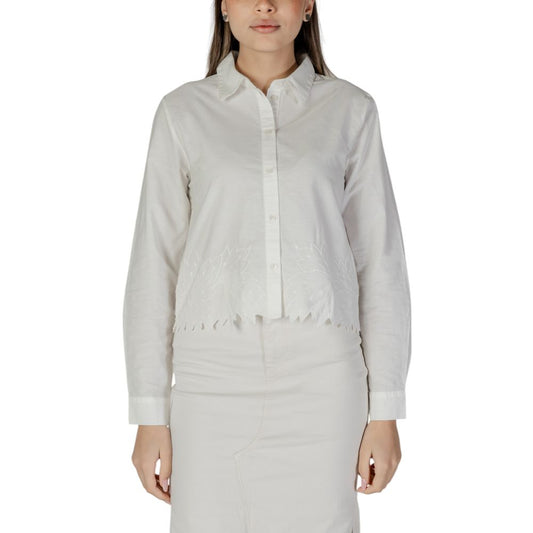 Jacqueline De Yong White Cotton Blouse Jacqueline De Yong