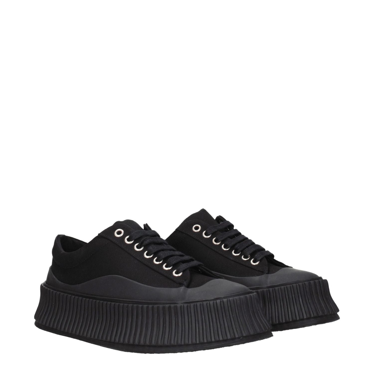 Jil Sander Black Fabric Chunky Sneakers