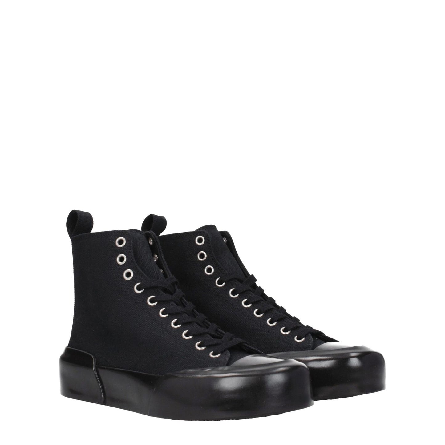 Jil Sander Black Fabric High Top Sneakers