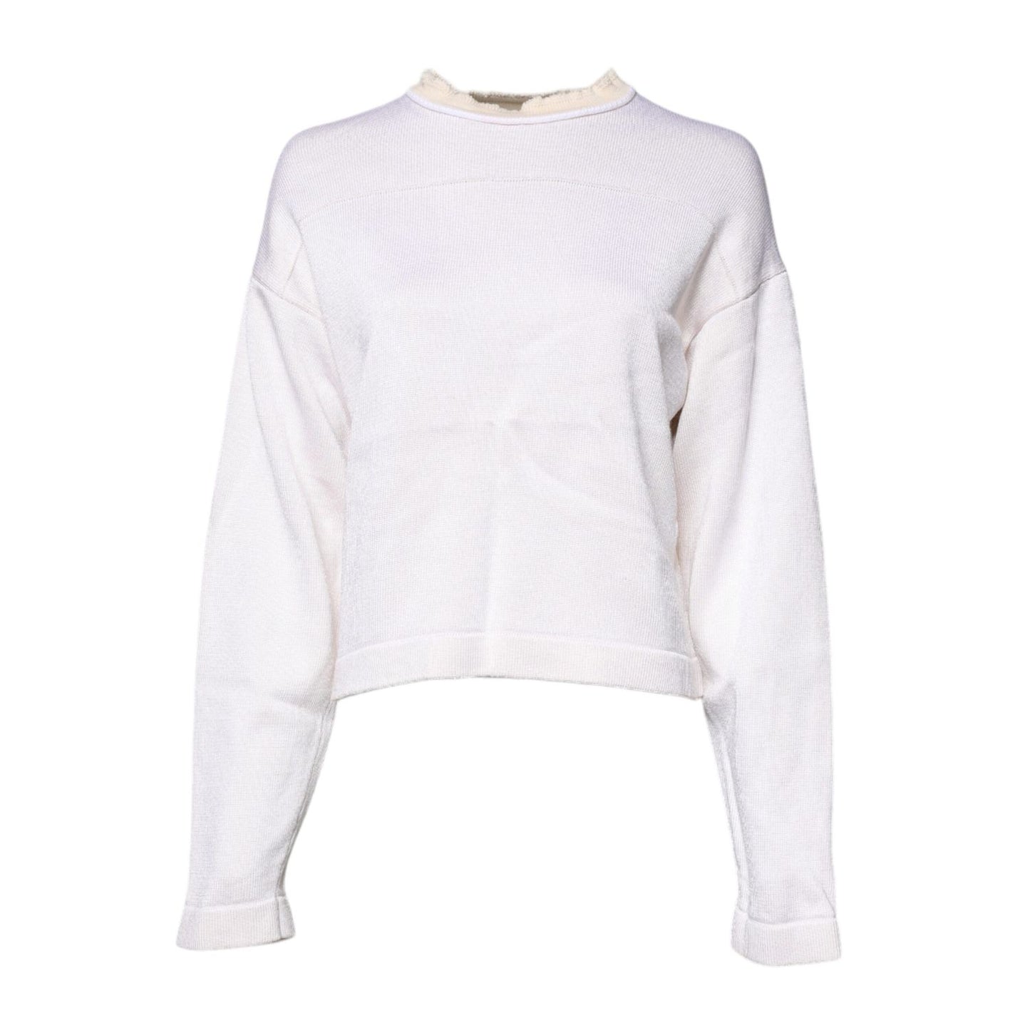 Jil Sander White Viscose Crew Neck Long Sleeves Pullover Sweater Jil Sander