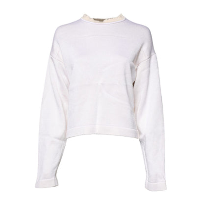 Jil Sander White Viscose Crew Neck Long Sleeves Pullover Sweater Jil Sander