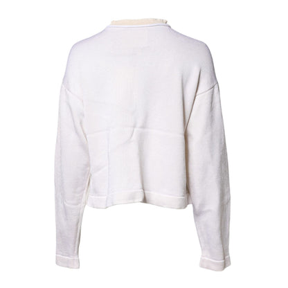 Jil Sander White Viscose Crew Neck Long Sleeves Pullover Sweater Jil Sander