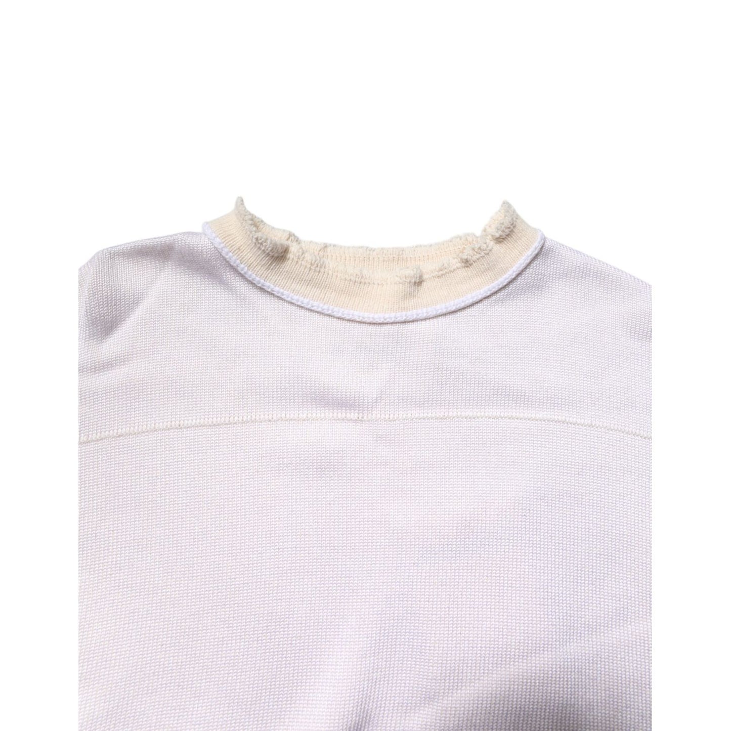 Jil Sander White Viscose Crew Neck Long Sleeves Pullover Sweater Jil Sander
