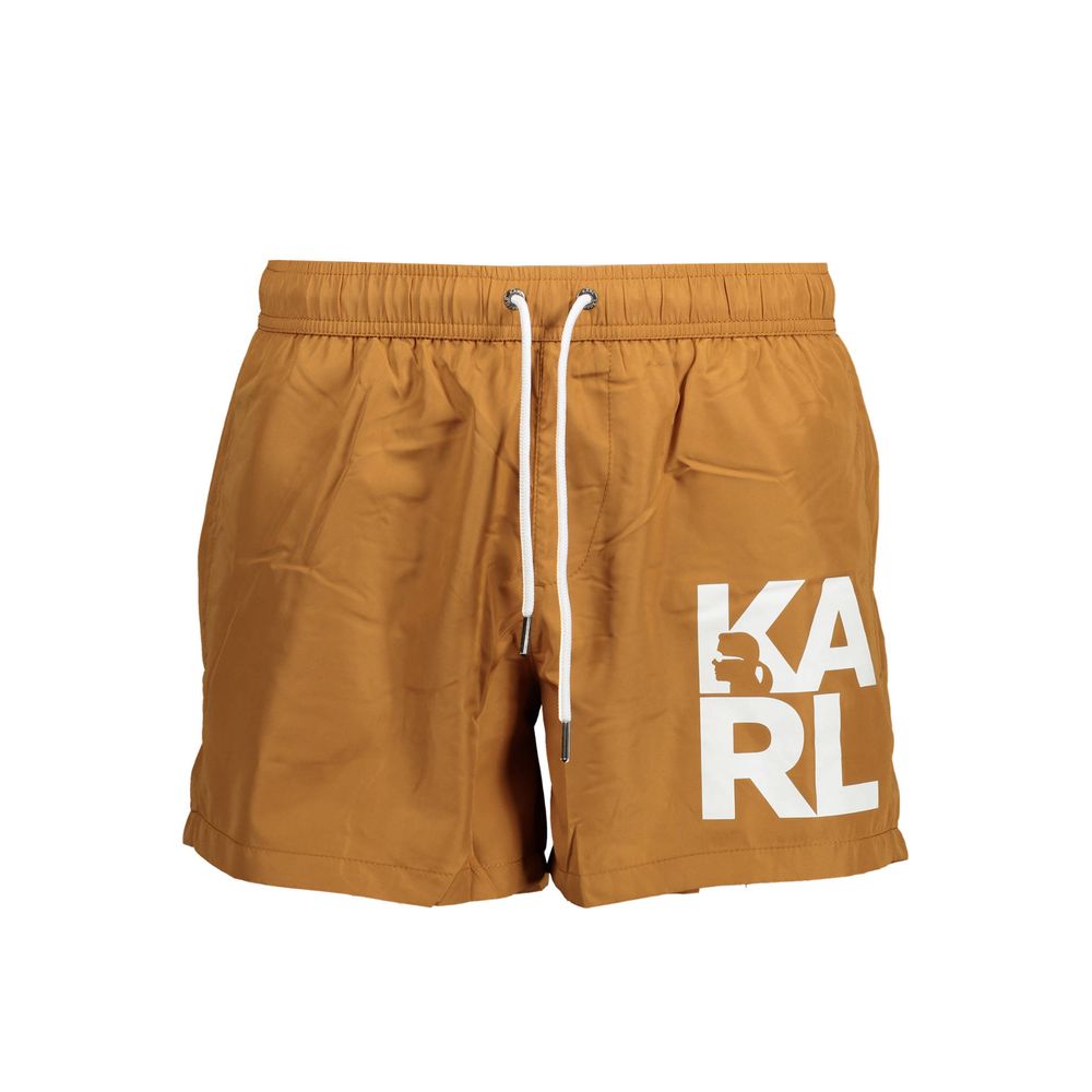 Karl Lagerfeld Marrone Polyester Men Swim Boxer Karl Lagerfeld