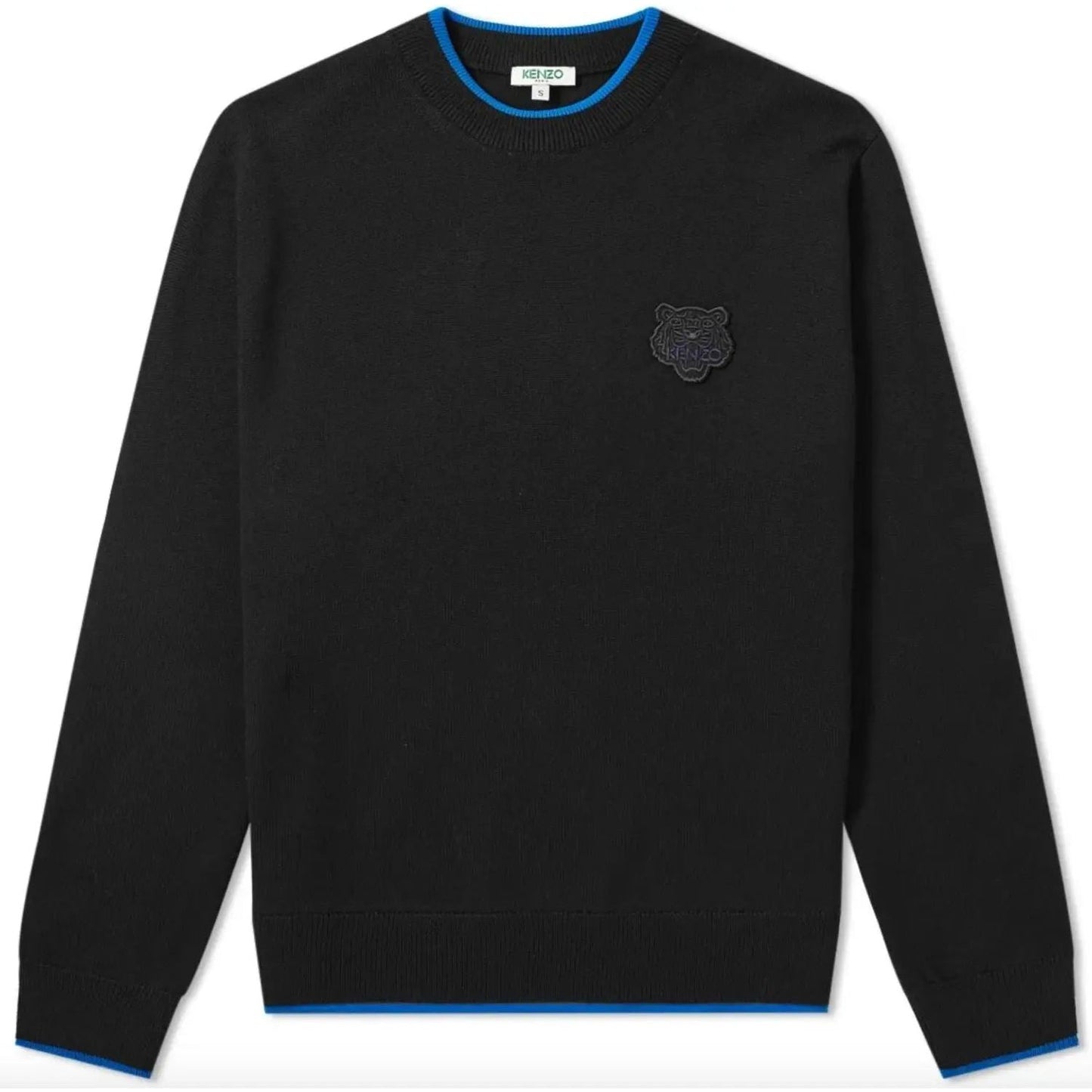 Kenzo Sleek Black Roundneck Sweater with Blue Accents sleek-black-roundneck-sweater-with-blue-accents Kenzo-_-Sleek-Black-Roundneck-Sweater-with-Blue-Accents-_-McRichard-Designer-Brands-113101596.jpg