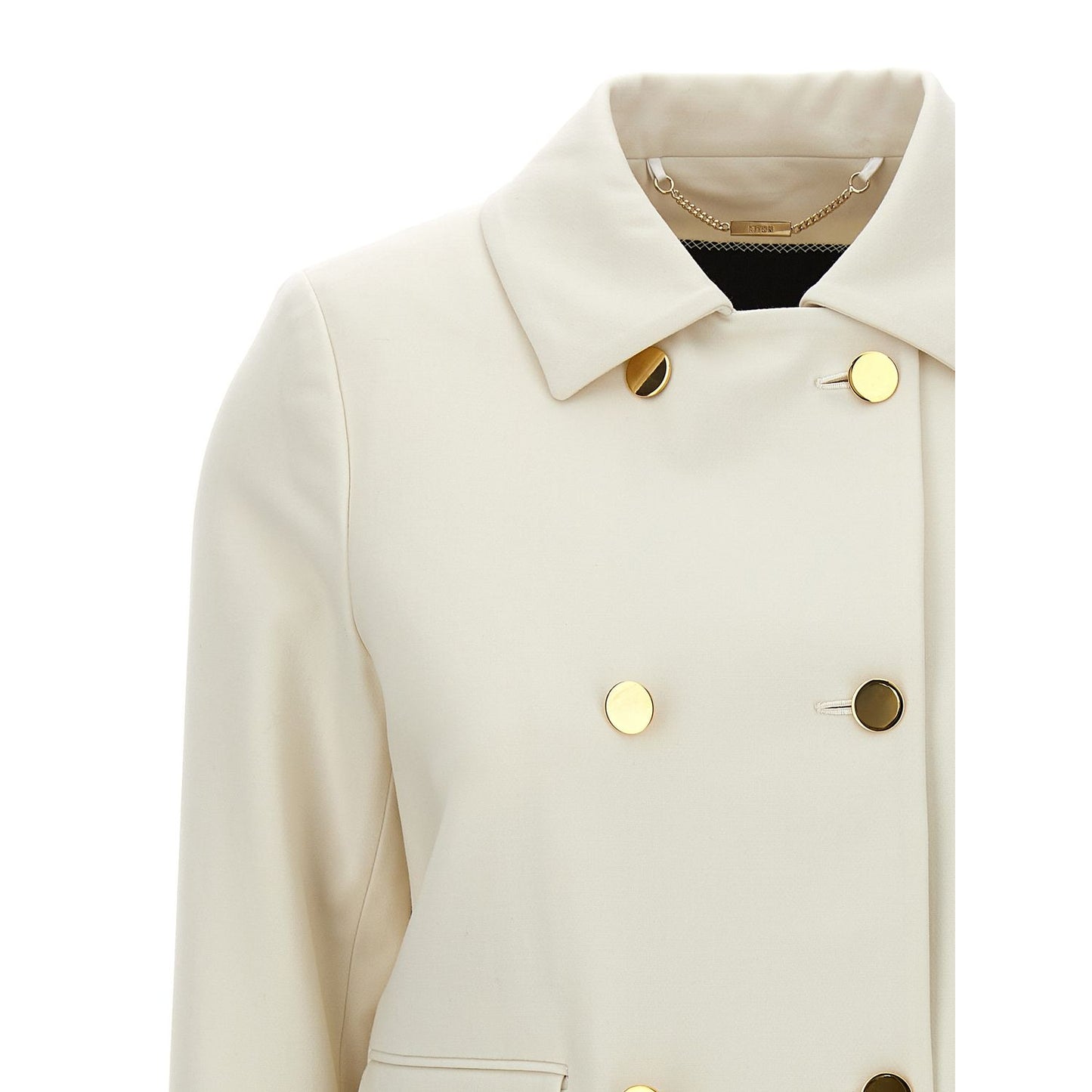 Kiton White Virgin Wool Full-Length Jacket