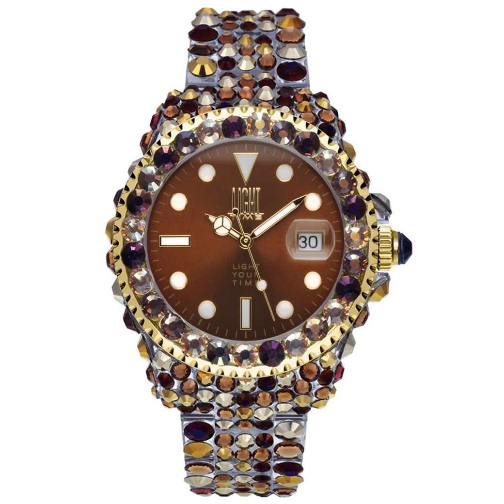 LIGHT TIME Mod. MEDITERRANEO - Full Strass / Brown-0