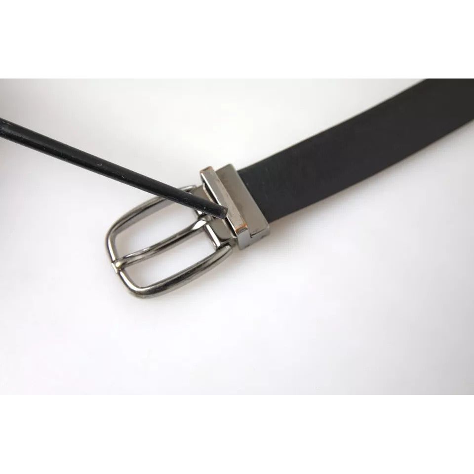 Dolce & Gabbana Black Leather Silver Metal Buckle Men Belt black-leather-silver-metal-buckle-men-belt