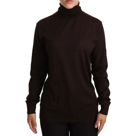 Brown Cashmere Turtle Neck Pullover Sweater
